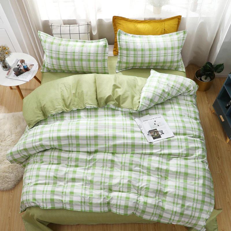 Plaid And Dots Bedding Set