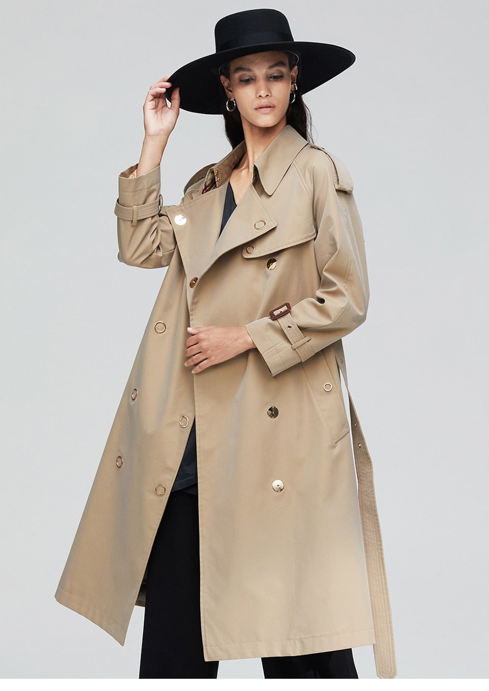 trench loose high quality double breasted long coat