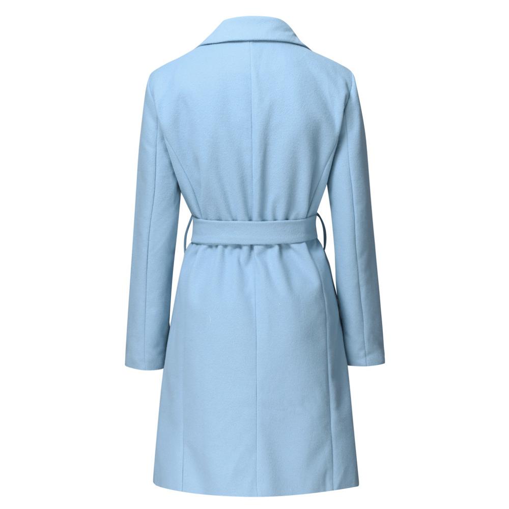 Wool Blend Long Sleeve Casual Loose Long Overcoat With Belt Coats
