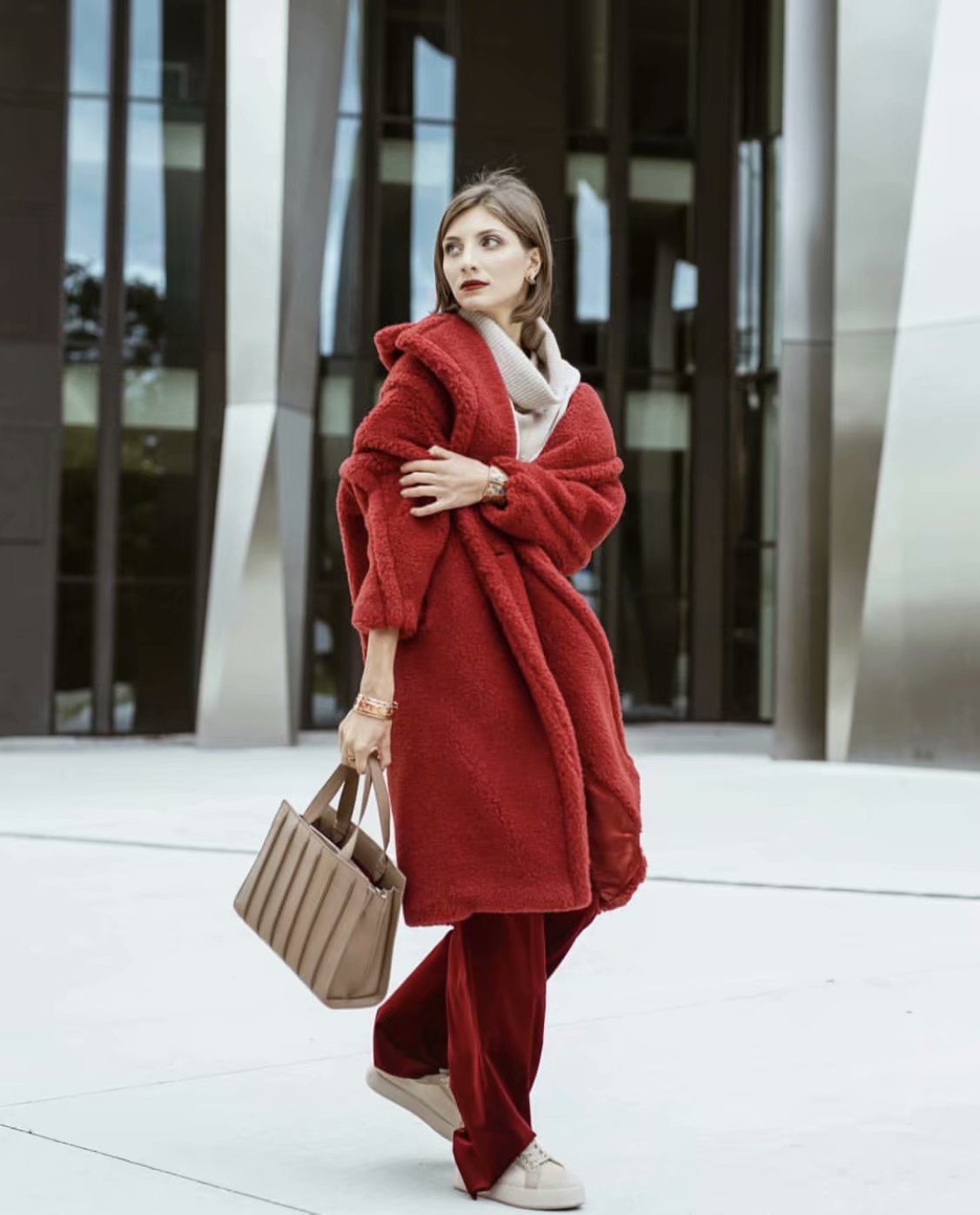 Royal Blue Teddy Stylish Thick Cashmere Casual Coat