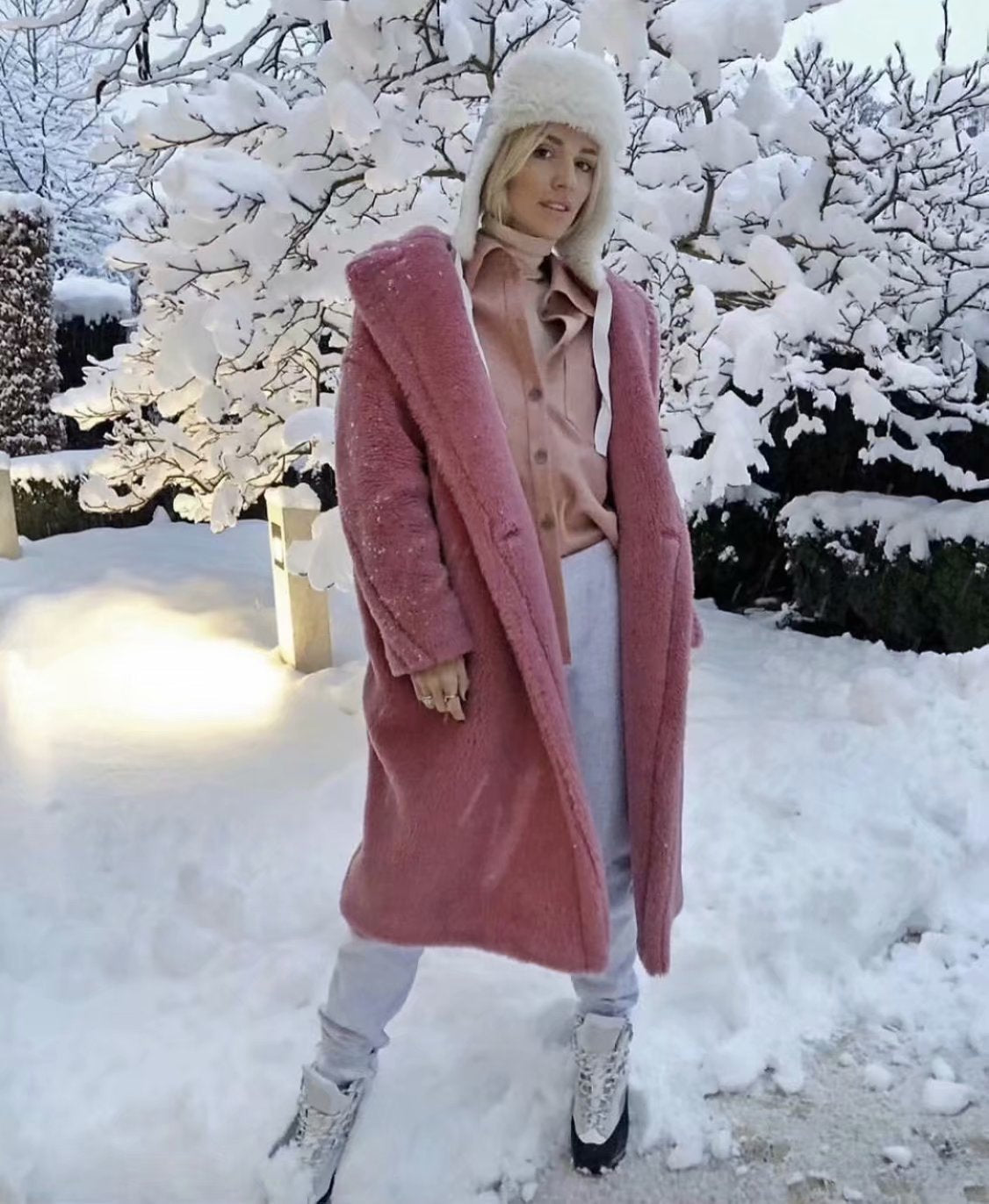 Royal Blue Teddy Stylish Thick Cashmere Casual Coat