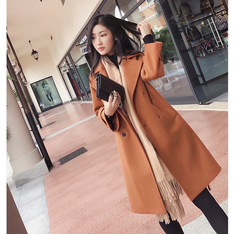 woolen Mid-Long temperament woolen coat