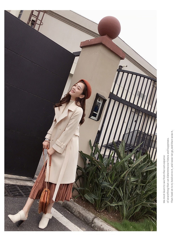 woolen Mid-Long temperament woolen coat