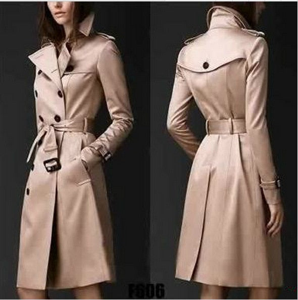 Windbreaker Double-Breasted Slim Long Trench Coat