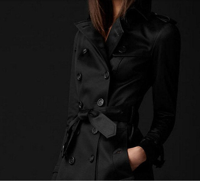 Windbreaker Double-Breasted Slim Long Trench Coat