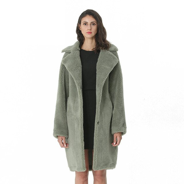Wool Cashmere Long Blends Woolen Elegant Coat