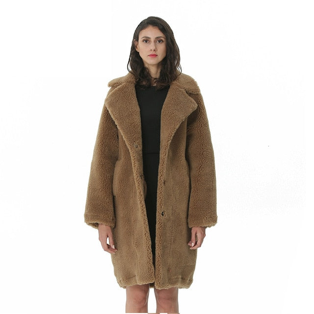 Wool Cashmere Long Blends Woolen Elegant Coat