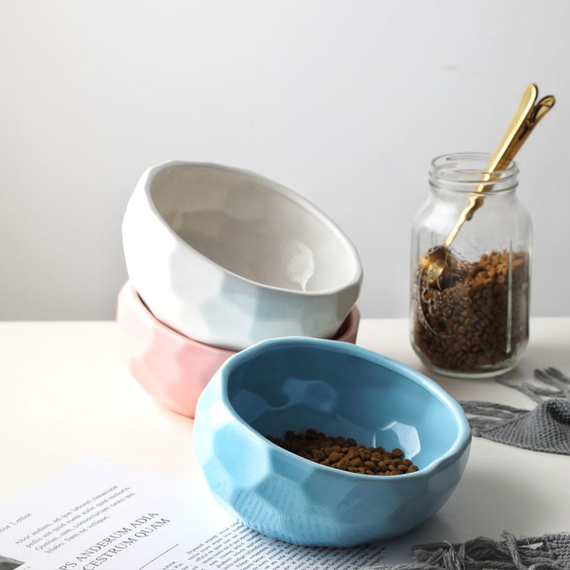 The Faceted Gem Ceramic Pet Food Bowl