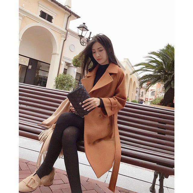 woolen Mid-Long temperament woolen coat