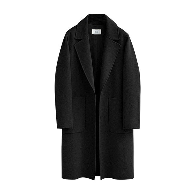 Wool Loose Elegant Single Breasted Woolen Coat