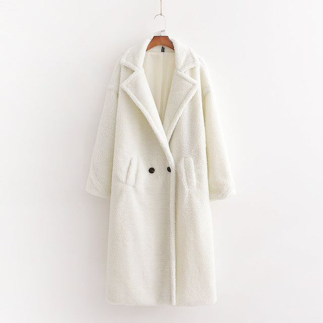 Royal Blue Teddy Stylish Thick Cashmere Casual Coat