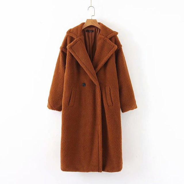 Royal Blue Teddy Stylish Thick Cashmere Casual Coat