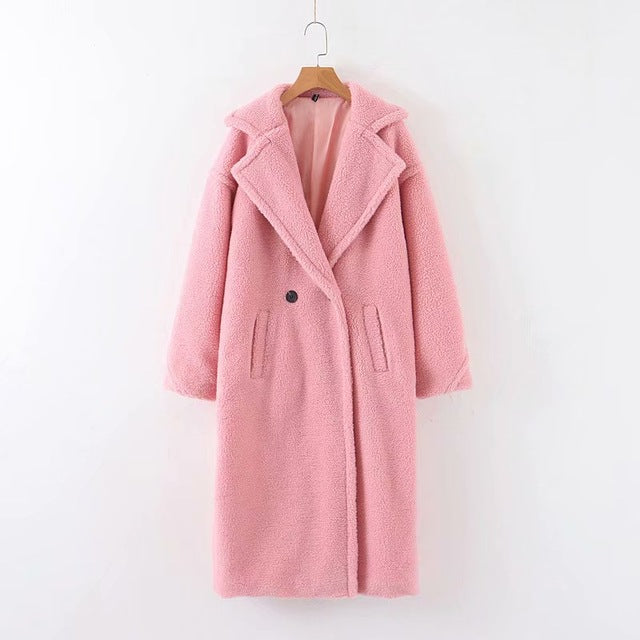 Royal Blue Teddy Stylish Thick Cashmere Casual Coat