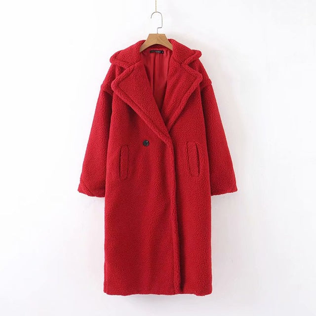 Royal Blue Teddy Stylish Thick Cashmere Casual Coat