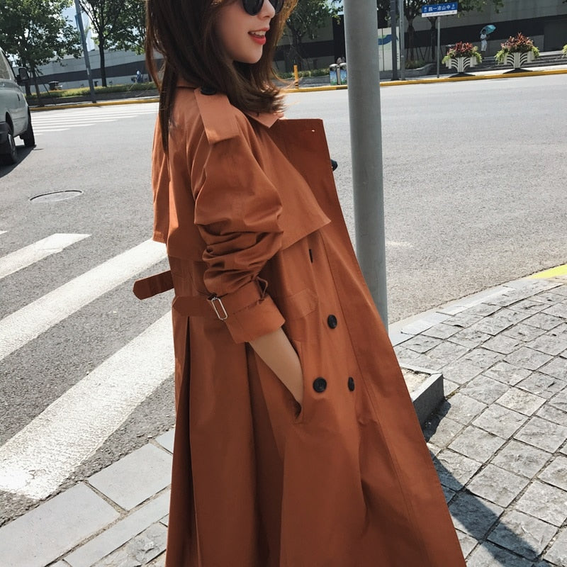 Real Sashes Cloak Dust Slim Waist Trench Coat