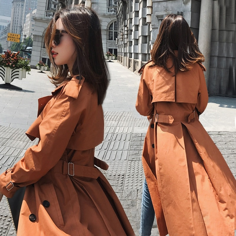 Real Sashes Cloak Dust Slim Waist Trench Coat