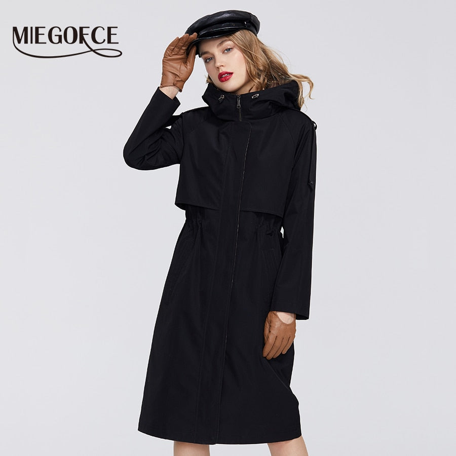 Trench Cloak Windproof with Resistant Collar with Hood Windbreaker Coat