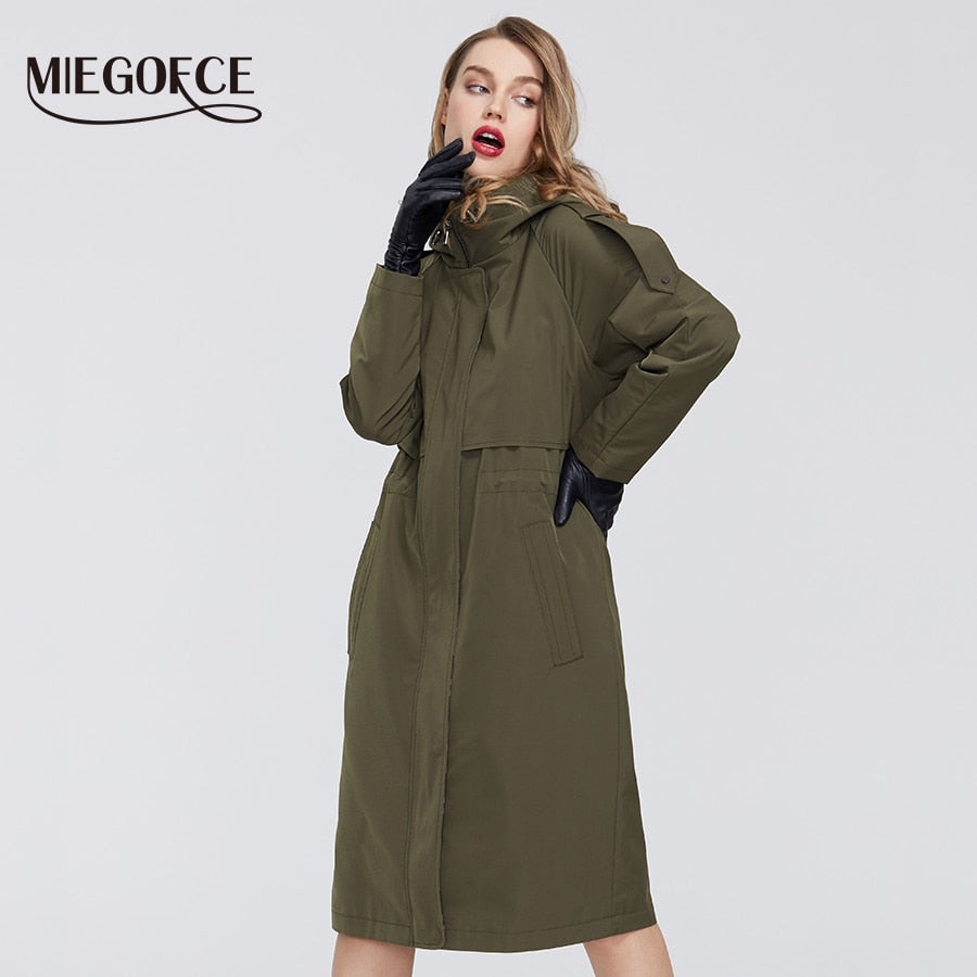 Trench Cloak Windproof with Resistant Collar with Hood Windbreaker Coat