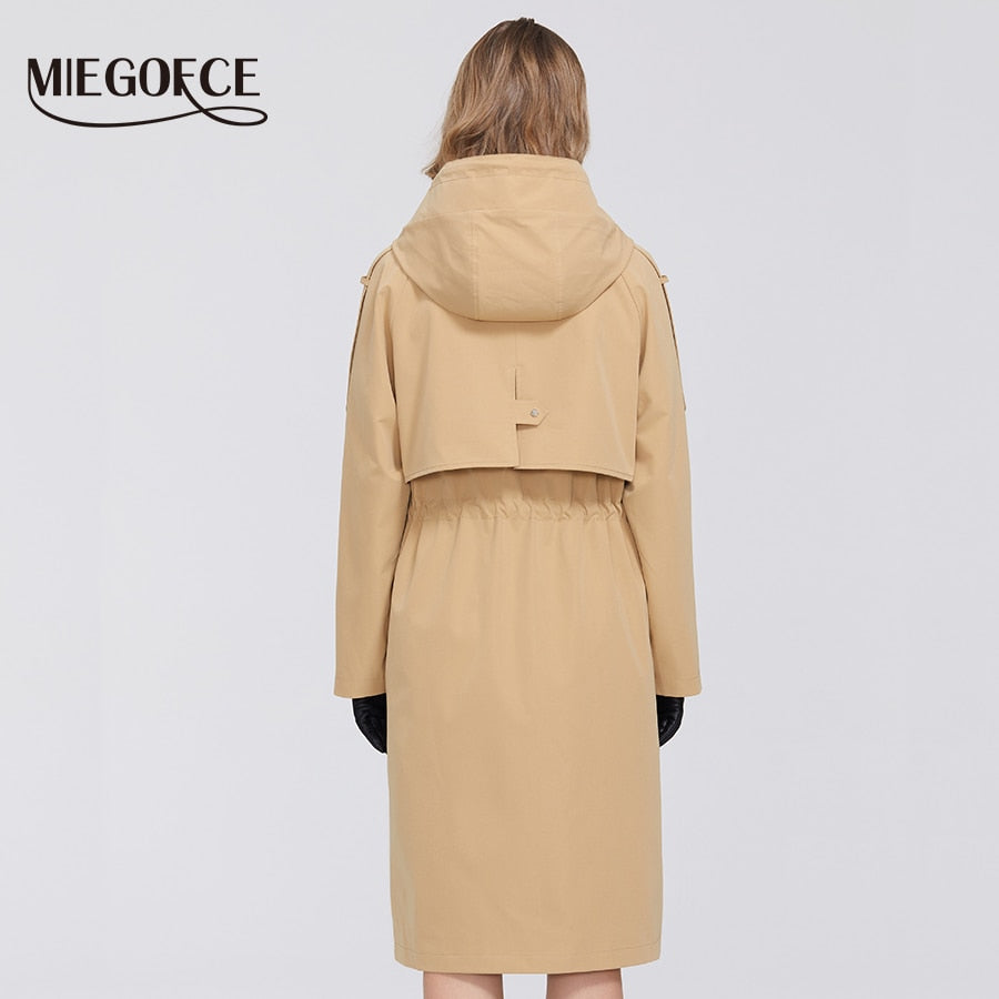 Trench Cloak Windproof with Resistant Collar with Hood Windbreaker Coat