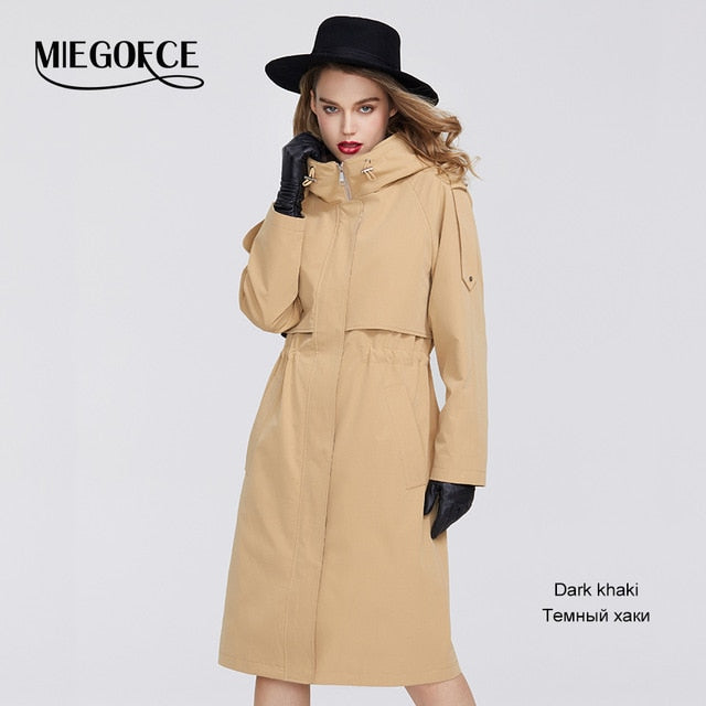 Trench Cloak Windproof with Resistant Collar with Hood Windbreaker Coat