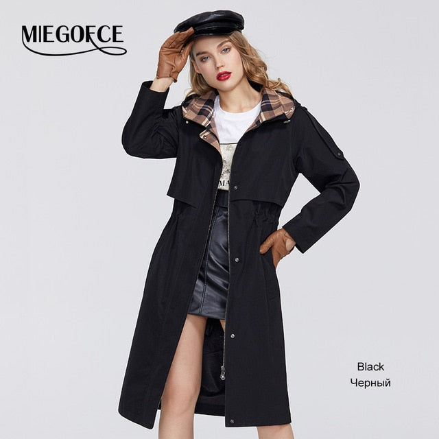 Trench Cloak Windproof with Resistant Collar with Hood Windbreaker Coat