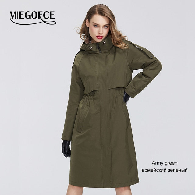 Trench Cloak Windproof with Resistant Collar with Hood Windbreaker Coat