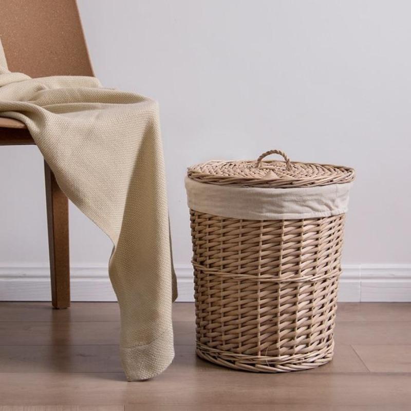 Ophelia Woven Wicker Storage Basket with Lid