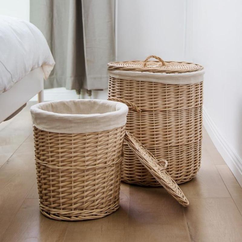 Ophelia Woven Wicker Storage Basket with Lid