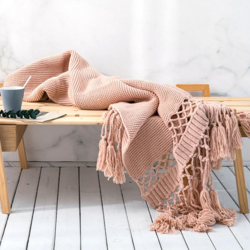 The Luxe Macrame Fringe Throw Blanket