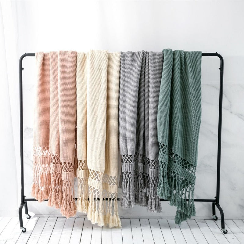 The Luxe Macrame Fringe Throw Blanket