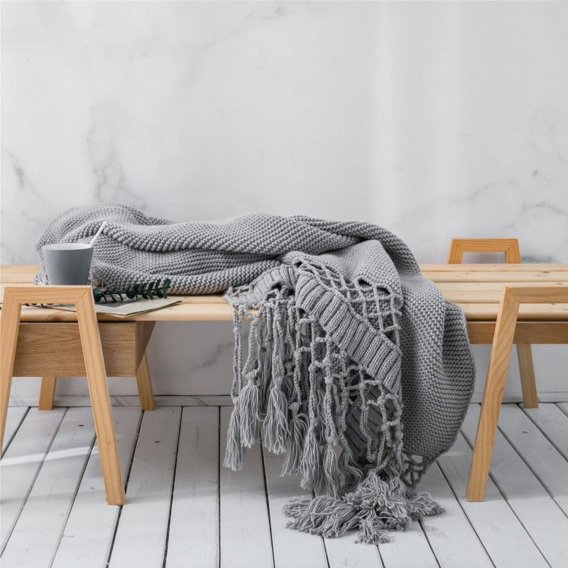 The Luxe Macrame Fringe Throw Blanket