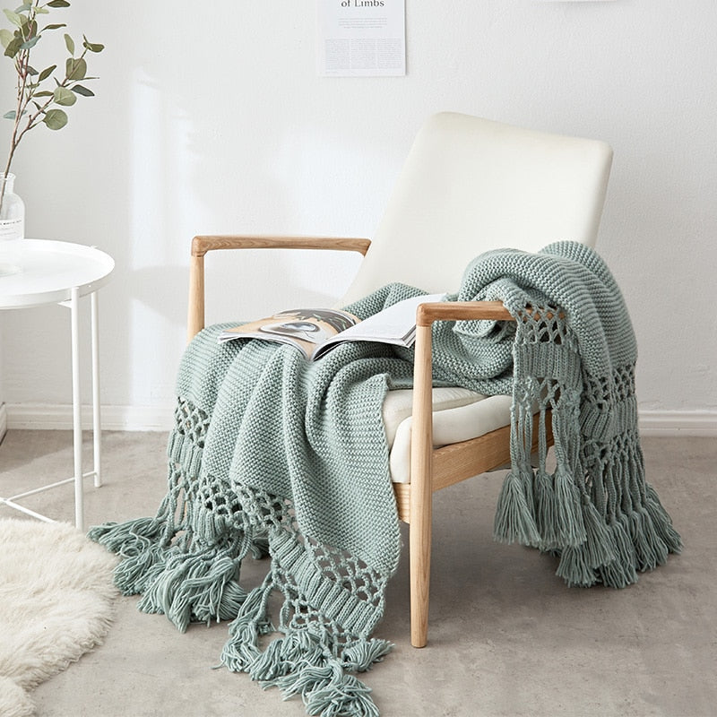 The Luxe Macrame Fringe Throw Blanket