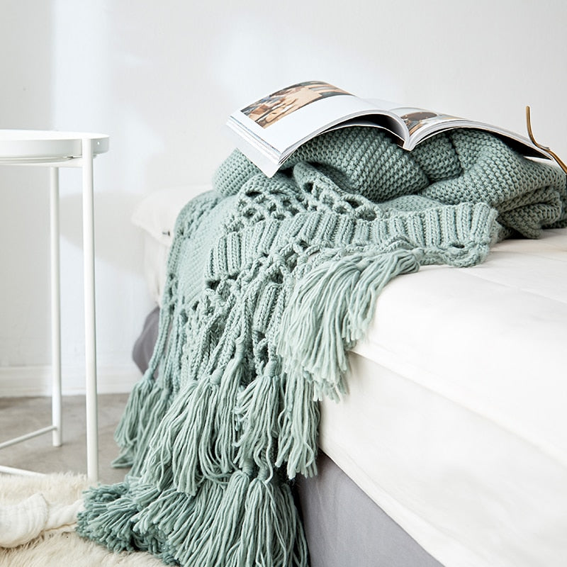 The Luxe Macrame Fringe Throw Blanket