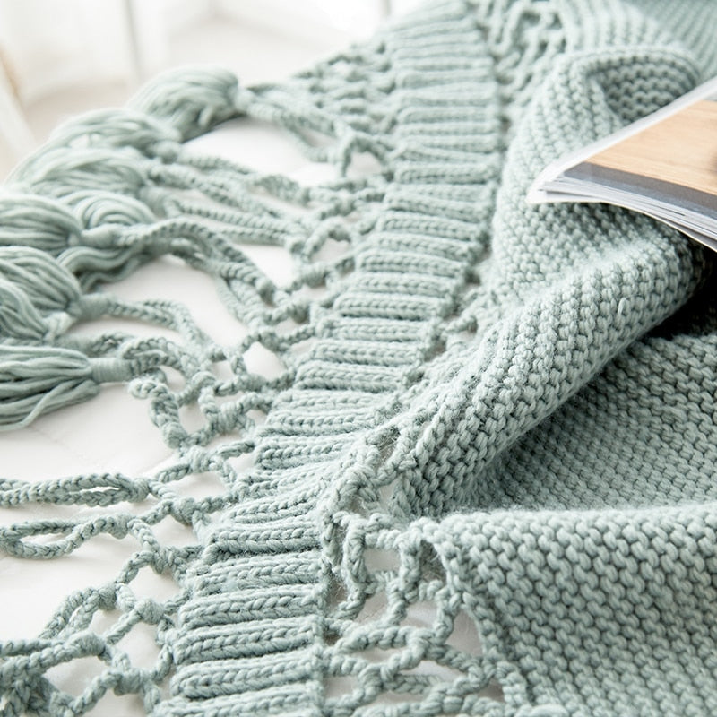 The Luxe Macrame Fringe Throw Blanket