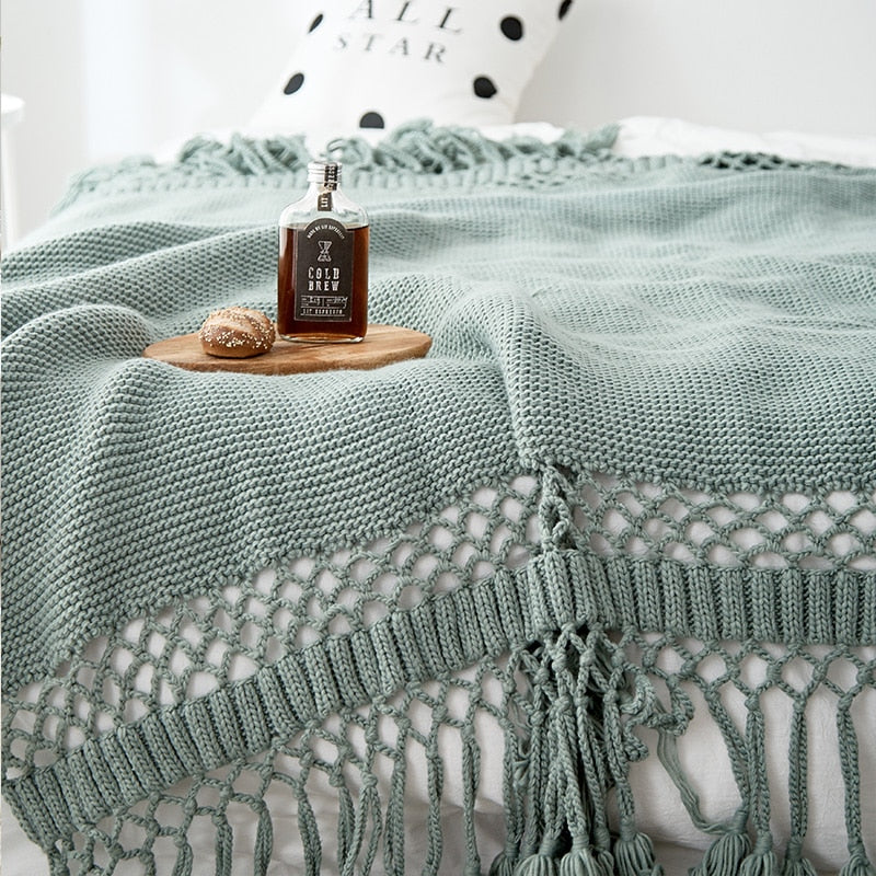 The Luxe Macrame Fringe Throw Blanket