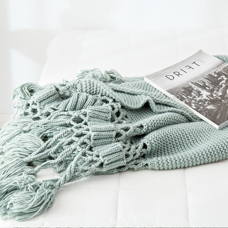 The Luxe Macrame Fringe Throw Blanket