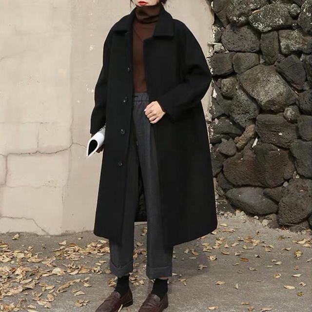 Wool Blends Casual Warm Single Breasted Slim Coat