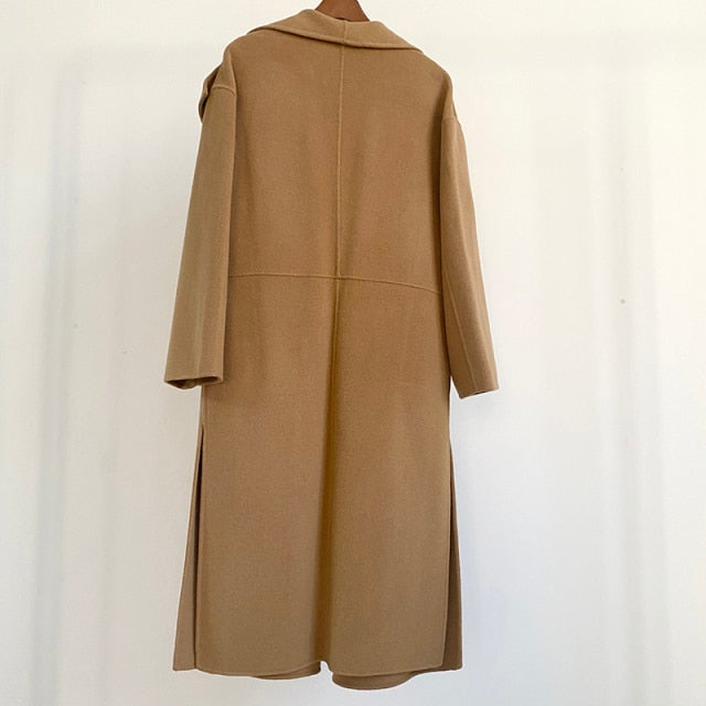 Woolen Long Side Slit Warm Coat