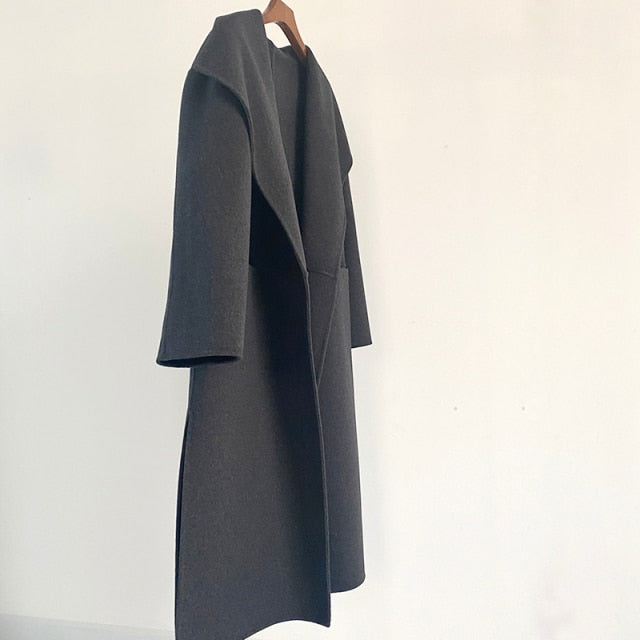 Woolen Long Side Slit Warm Coat
