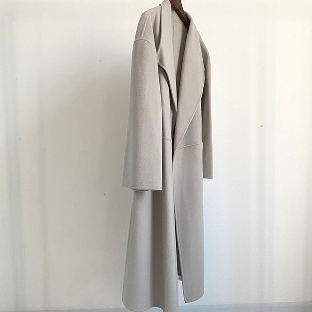 Woolen Long Side Slit Warm Coat