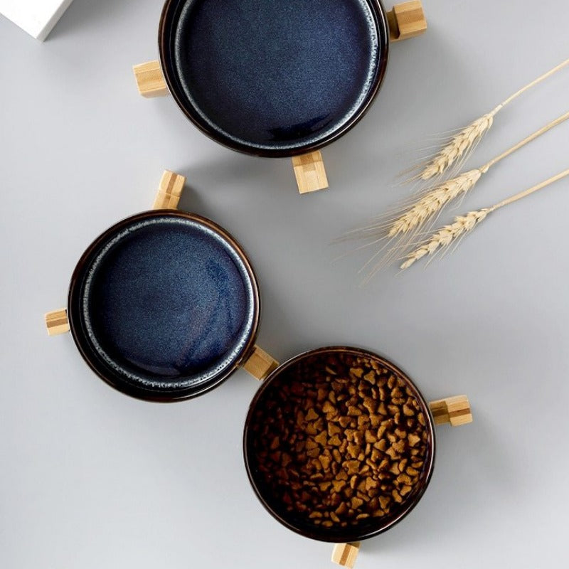 The Mystic Mountain Ceramic Pet Food Bowl with Stand