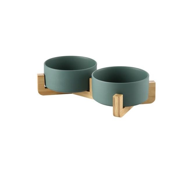 The Matte Midcentury Pet Food Bowl Set with Stand