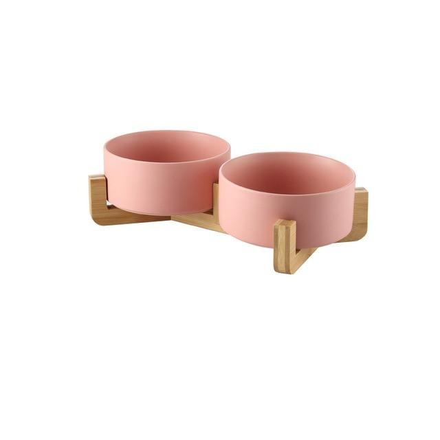 The Matte Midcentury Pet Food Bowl Set with Stand