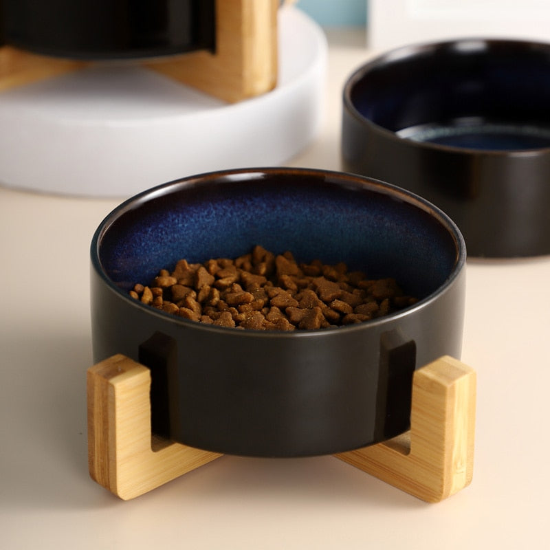 The Mystic Mountain Ceramic Pet Food Bowl with Stand