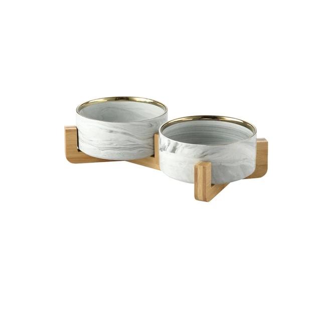 The Midcentury Marble Pet Food Bowl