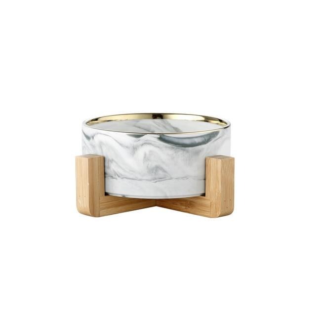 The Midcentury Marble Pet Food Bowl