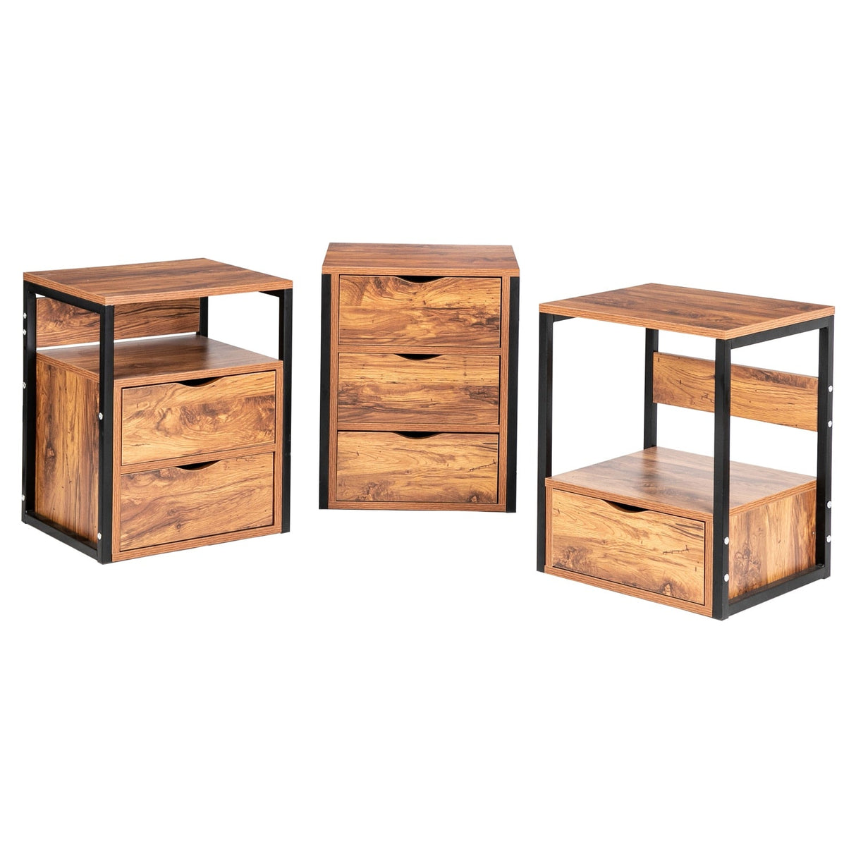 Rustic Night Stand Side Table Set