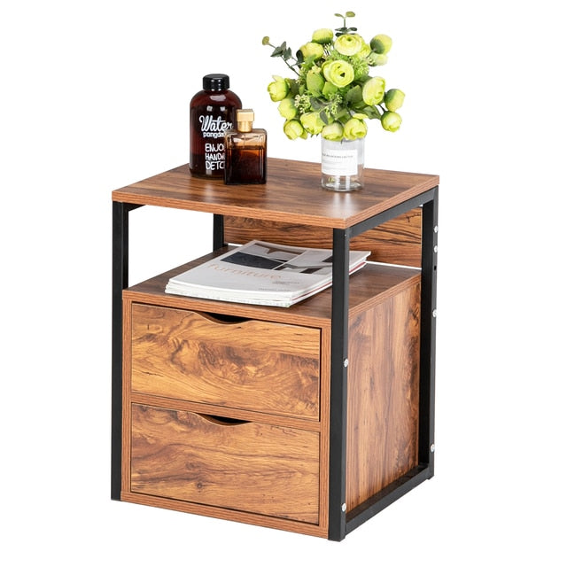 Rustic Night Stand Side Table Set