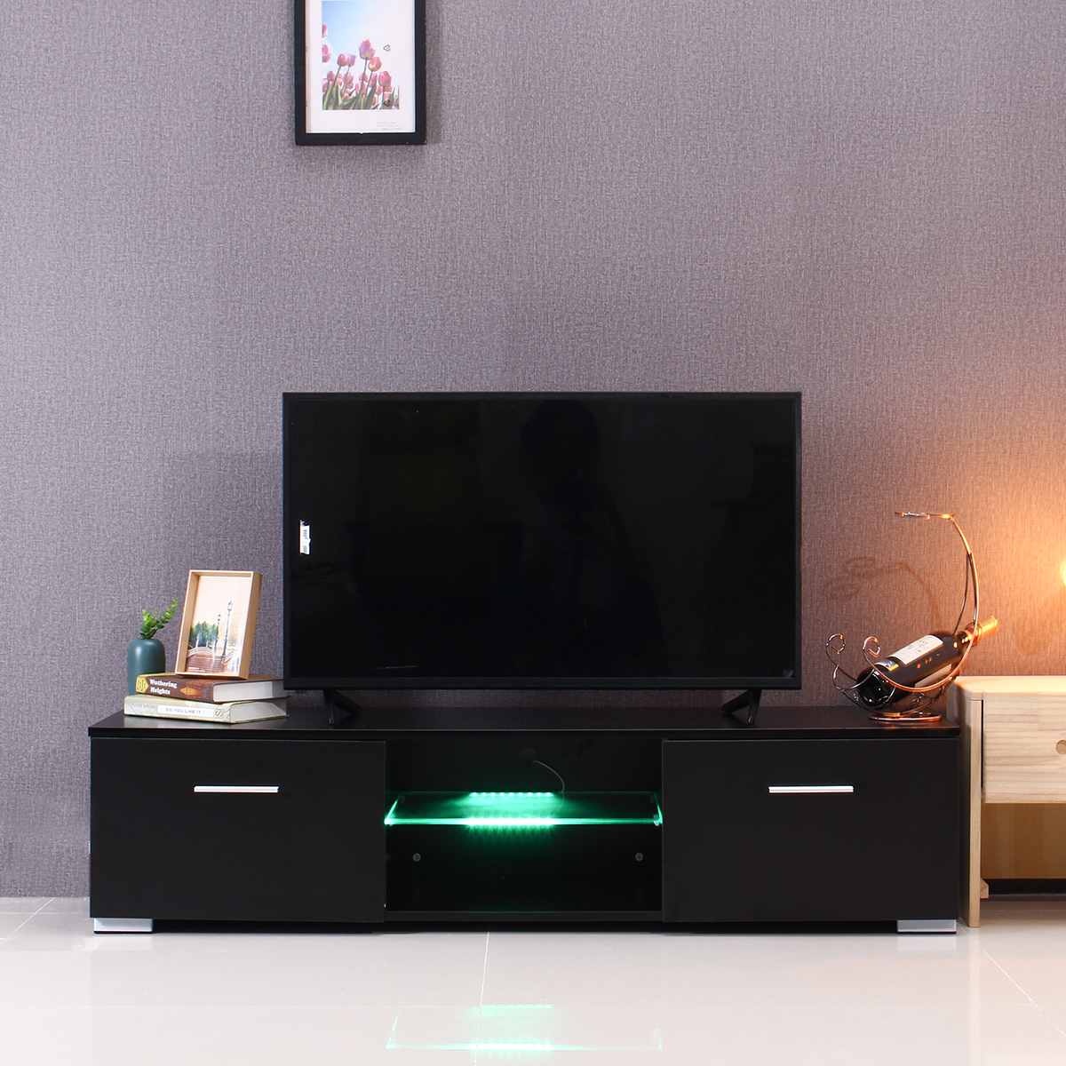 High Gloss Entertainment Center TV Console Table With Storage Drawers