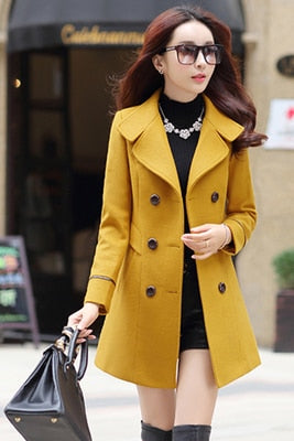 Wool Woolen Slim Wild Elegant Coats